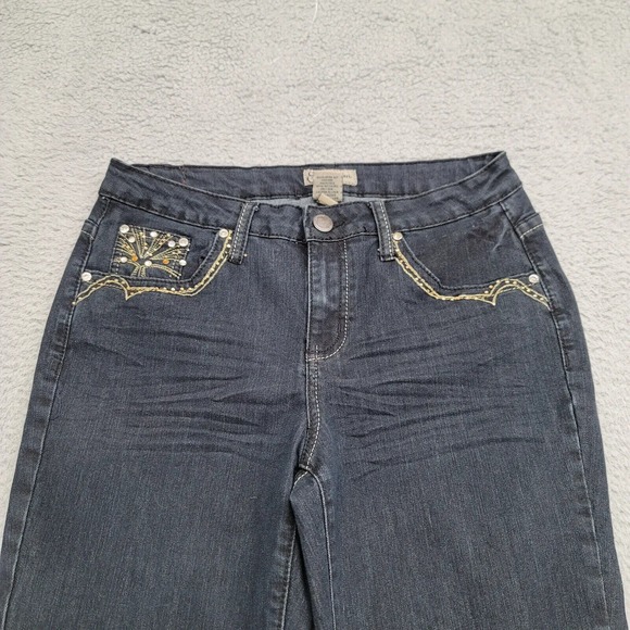 Earl Jeans Jeans Womens 10 Blue Denim‎ Cheetah Print Pockets Casual Straight Leg - Picture 2 of 11